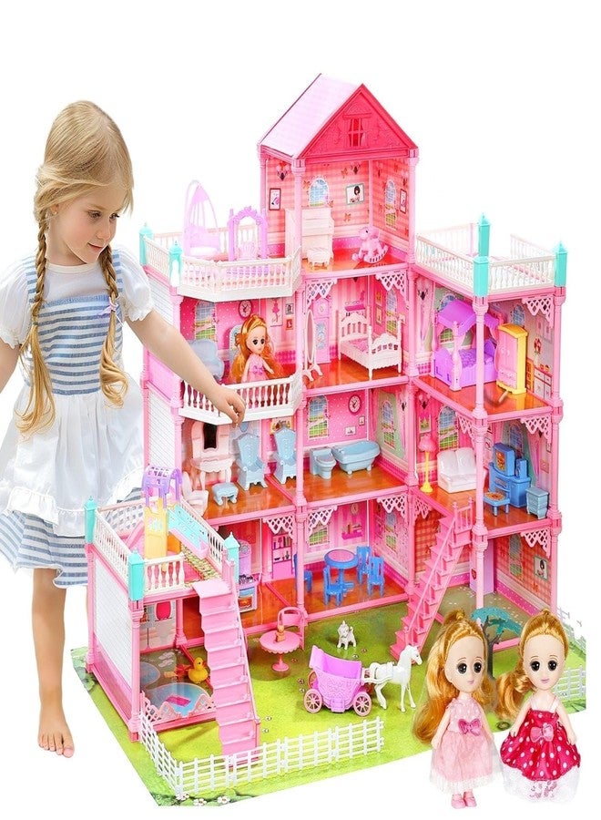 RABJET Dollhouse Dreamhouse Building Toys, Doll Dream House with Furniture, Pet & Dolls, Gardening Tool Set, DIY Cottage Pretend Play House, Creative Gift for Todders, Girls, Boys (11 Rooms) - Image 1